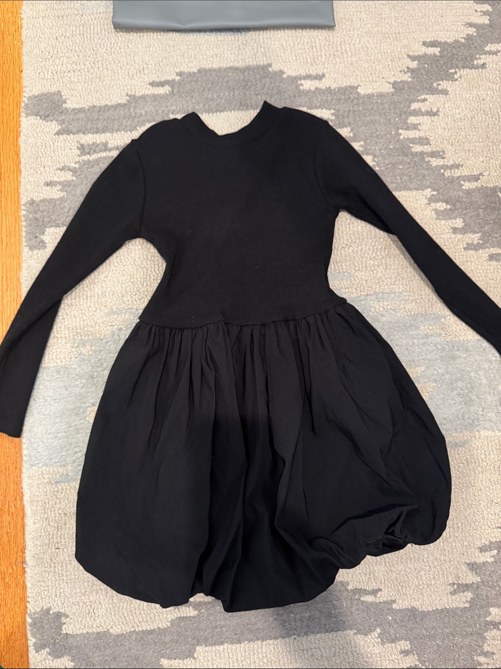Kids Zara Sz 7 Long Sleeve Black Bubble Dress